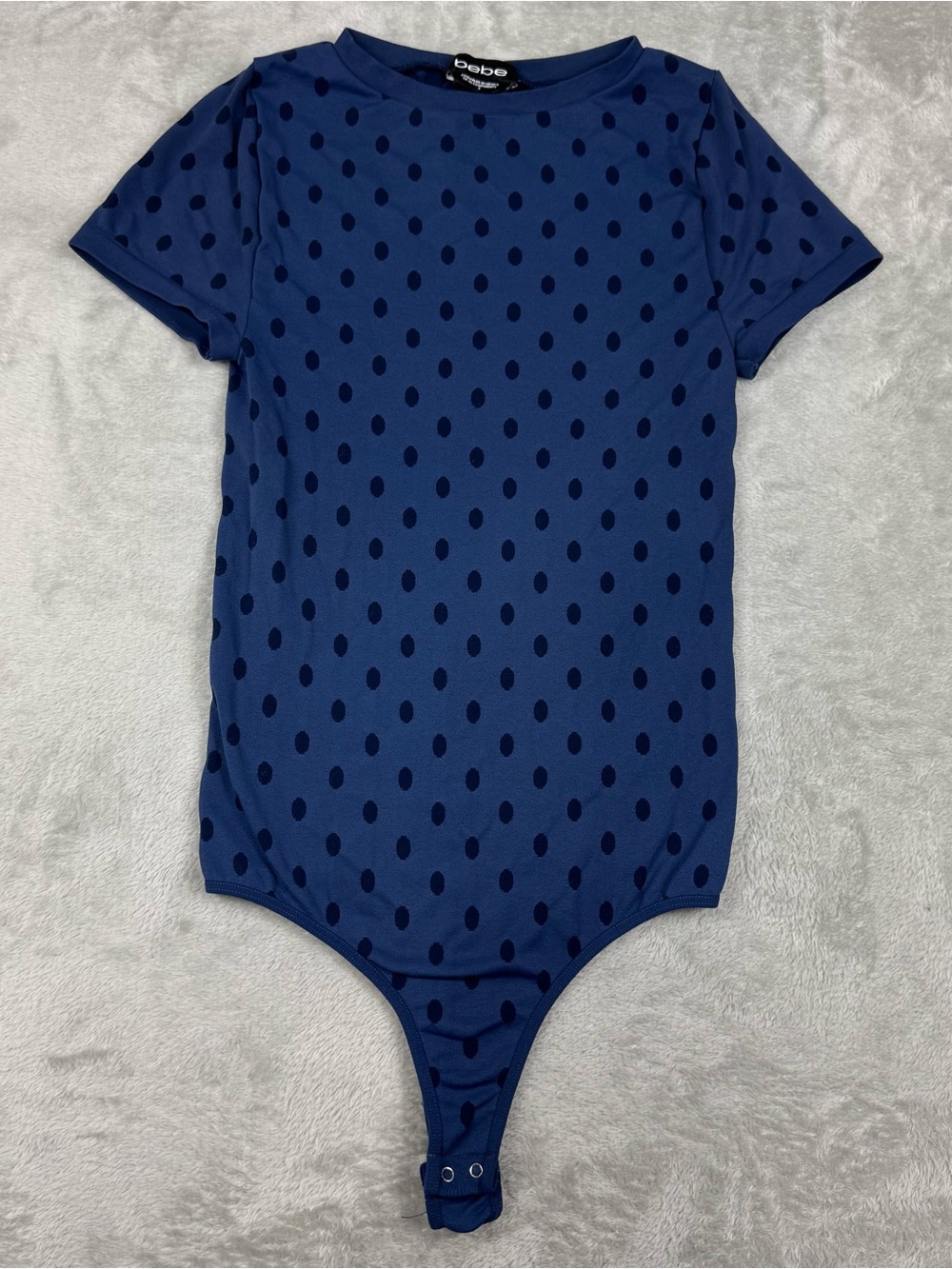 Bebe blue polka dot seamless bodysuit sz small